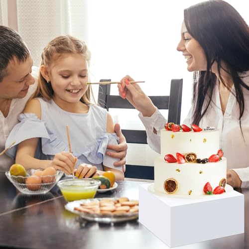 Leinuosen 7 Pcs Large Acrylic Buffet Risers, 6-12" Square, White - color: White, size: 6" to 12", style: Square