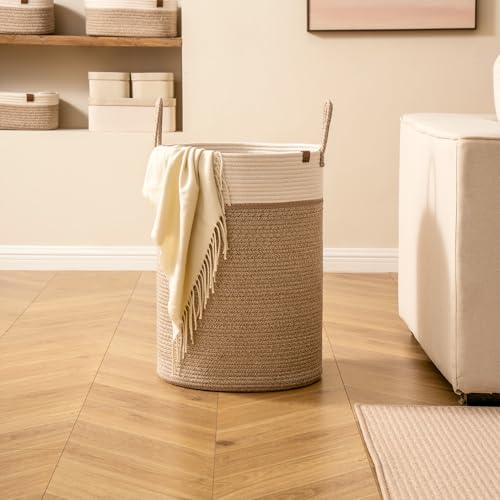 LA JOLIE MUSE 72L Extra Large Cotton Rope Laundry Basket, Blanket Basket