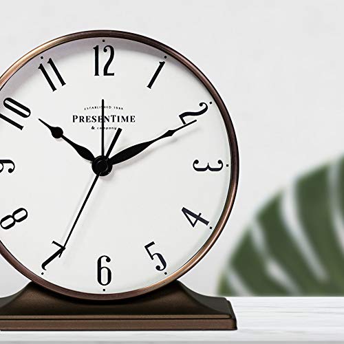 Presentime Lewis Mantel Alarm Clock - color: Bronze Finish, size: 5.5*5 inch