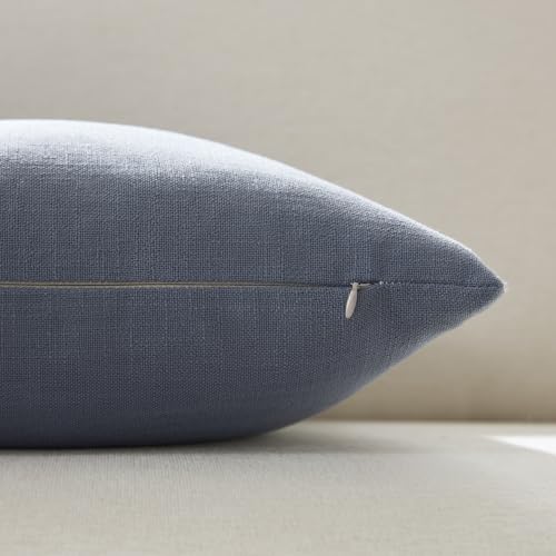 Meekio Linen Blend Throw Pillow Covers 20x20 Set of 2, Blue Gray - color: Blue Grey, size: 20" x 20" (Pack of 2)