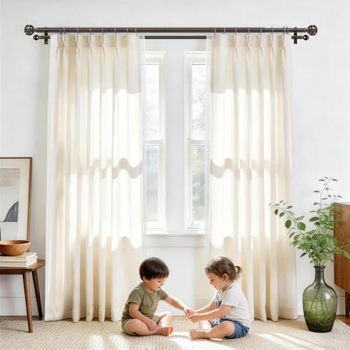 KAMANINA Double Curtain Rod for Windows 48 to 84 Inch, Adjustable, Bronze - color: Antique Bronze, size: 48-84"