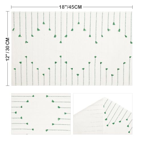 Artoid Mode Dark Green Christmas Woven Rustic Placemats Set of 4-12x18 Inch - color: Dark Green, size: 12" x 18", 4 Pcs