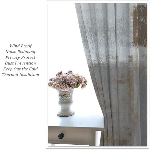 Rustic Curtains Tan Brown Grey Abstract Pattern Blackout Print Rod Pocket Window Drapes for Bedroom Living Room 42x45in - color: Rustic-8, size: 21"W x 45"L (Pack of 2)