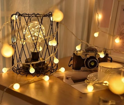 33ft 80 LED Globe String Lights – USB Powered Warm White Fairy Lights for Bedroom, Patio, Wedding, Party & Indoor Outdoor Decor - color: Warm White 33ft 80 LED