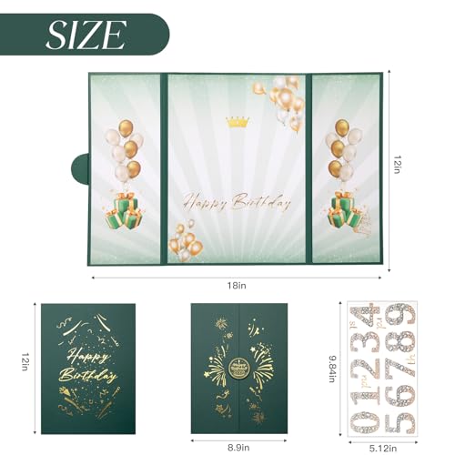 Green Gold Birthday Party Decoration 18"x12" Guest Sign in Book Alternative - color: Green