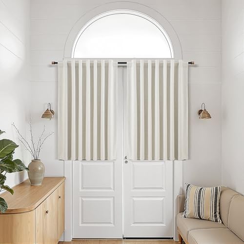 Nanspring 100% Blackout Linen Curtains for Bedroom 50x45 Inches Natural - color: Natural, size: 50"W x 45"L (Pack of 2)