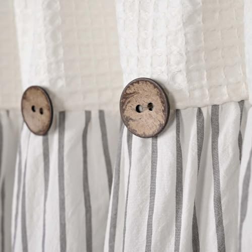 DOSLY IDÉES Rustic Farmhouse Valance, Gray Striped, 52x18in - color: Beige & Gray Striped, size: 52"W x 18"L (Pack of 1)
