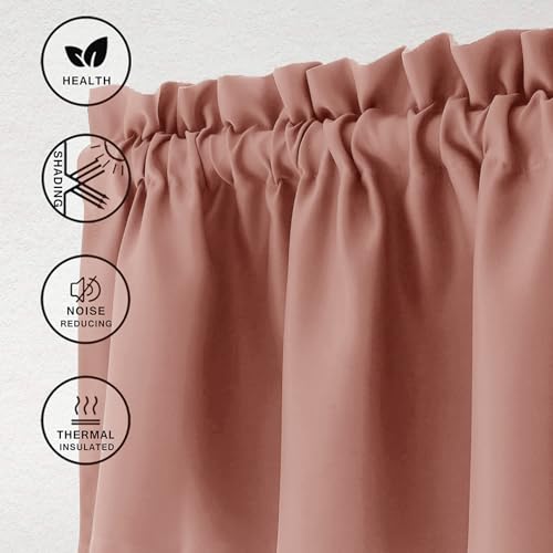 Hiasan Dusty Rose Valance Curtains for Window 42 x 12 Inches 1 Panel - color: Dusty Rose, size: 42"W x 12"L (Pack of 1)