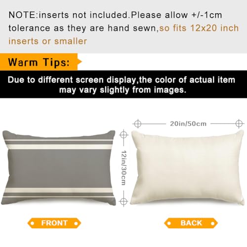 Outdoor Pillows Covers 12x20 Waterproof,Grey and Beige Set of 4(No Insert) - color: Grey and Beige, size: 20" x 12" (Pack of 4)