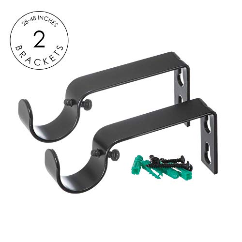 Ivilon Drapery Treatment Window Curtain Rod - Square Design 1 1/8 Rod. 28 to 48 Inch. Black - size: 28 to 48 in.