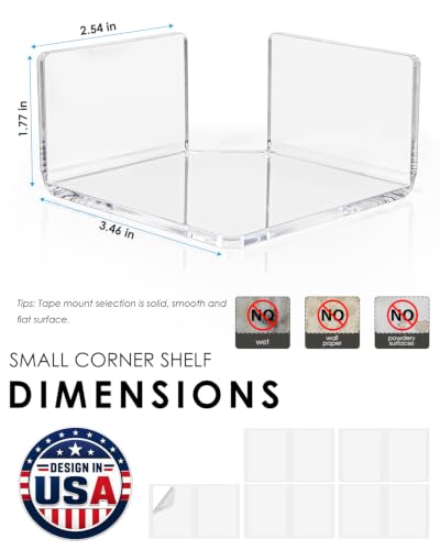 HAYVAN Small Corner Shelf Wall Mounted 3 Pack Clear Acrylic No Drill
