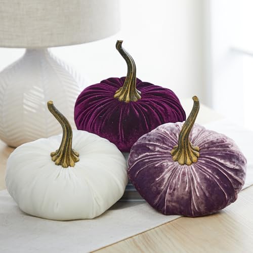 Your Heart's Content Ivory 6.25 inch Velvet Pumpkin (Ivory) - color: Ivory