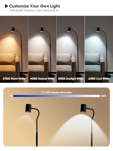 GLOWRIUM LED Reading Floor Lamp, 62" Floor Task Lamp, Adjustbale Floor Lamp - style: Reading Lamp (H2B)