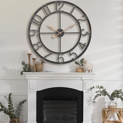 Pytha Sight 36 Inch Black Metal Arabic Numeral Extra Large Giant Wall Clock - color: Black Arabic, size: 36 Inch