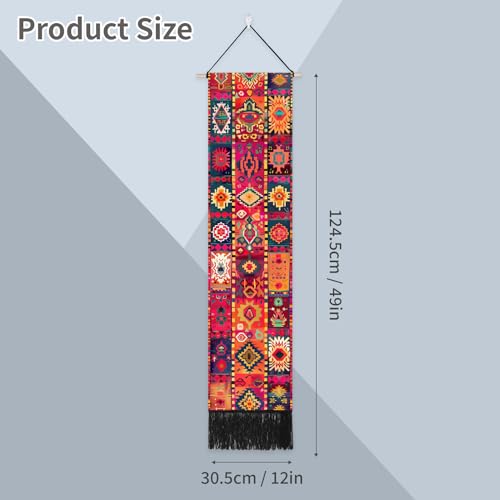 Umootek 2pcs Wall Hanging Decor, Bohemian Vertical Tapestry Wall Decor Cotton Linen Wall Hanging Art, Modern Home Decor for Bedroom, Living room, Sitting Room, Apartment(12.8x51 in)