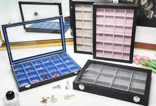 Stratalife 12 Grid Bracelet Jewelry Box, Bangle Holder Organizer with Lid - color: Gray-Black, size: 12 Grid