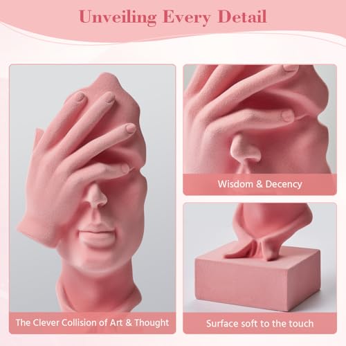 Thinker Statue See No Evil with Soft Velvety Texture, Pink - color: Nosee-pink