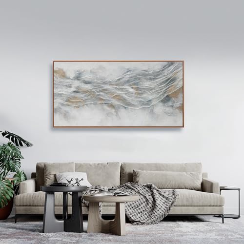Abstract Wall Art Framed Ready To Hang Home Decor Artwork Simple Modern Art Pieces With Gold And Gray Textures Wall Art Prints Canvas Painting Small Size For Living Room Bedroom Office Decoration 20"X 40" - color: Gray Gold, size: 40"L x 20"W
