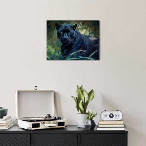 Black Panther Wall Art Jungle Animal Wall Art Black Panther Decor 12x16" - color: Black Panther, size: 16"L x 12"W