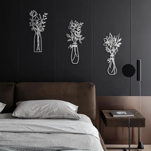 Zzbakress 3 Pieces Metal Flowers Wall Art for Bathroom White - color: White