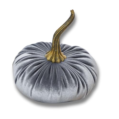 Your Heart's Content Gray 6.25 inch Velvet Pumpkin (Gray) - color: Grey