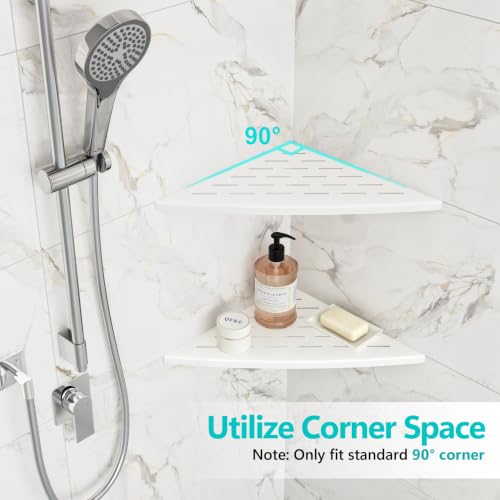 Qeke 2 Pack Corner Shower Shelf White, 11.5" Recessed Tile Shower Shelf - color: Matte White