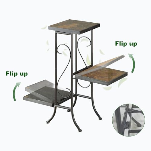Zhongma 3 Tier Plant Stand with Slate Top without Installation Required. 25.6" W x 10.2" D x 22.4" H