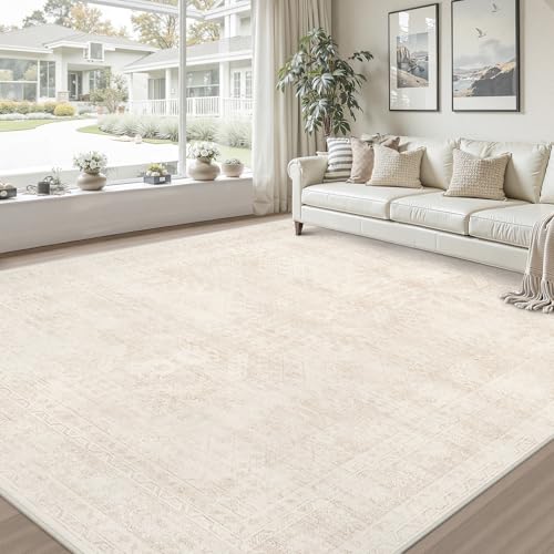 8x10 Area Rugs Living Room: Bedroom Neutral Washable Carpet Beige - color: Beige, size: 8' x 10' (Rectangular)