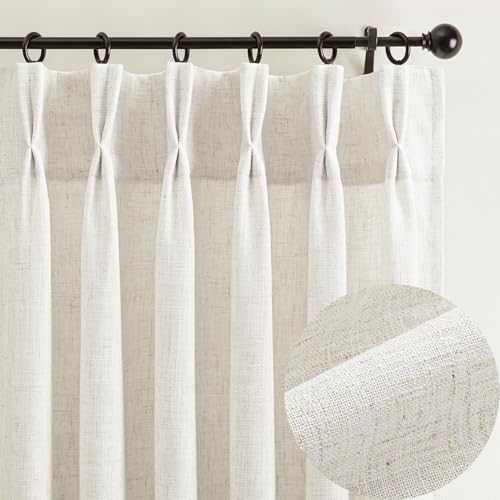 Pinch Pleat 70 inch Long Linen Curtains 2 Panels Set for Window - color: Natural Linen, size: 40"W x 70"L (Pack of 2)