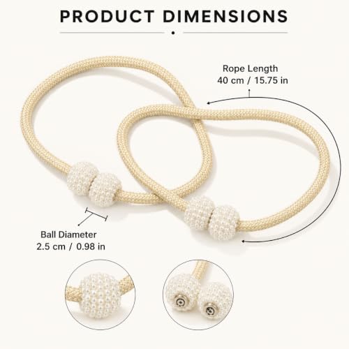 2PCS Elegant Magnetic Curtains Tiebacks, Classic European Style Holdbacks for Drapes, Stylish Decorative Window Holdbacks for Drapes, Easy to Use Curtain Tiebacks- Beige - color: Beige