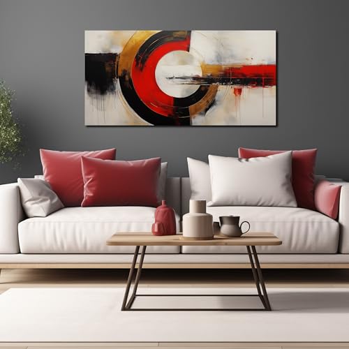 AUUZAIUA Abstract Canvas Wall Art Black and Red Geometry Prints 24x48 In - color: red, size: 24"L x 48"W
