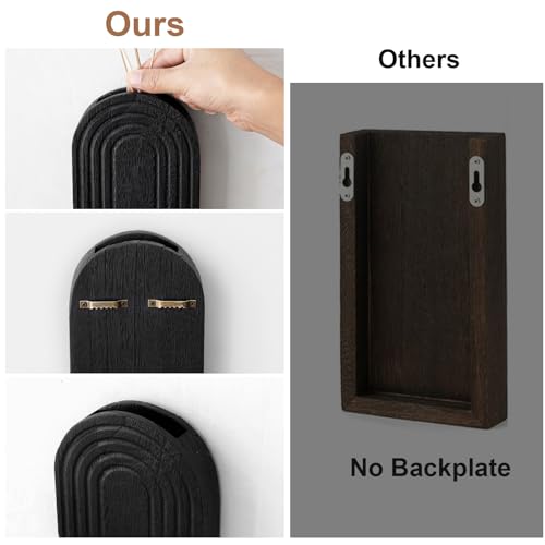 Handmade Wooden Wall Vases Set of 2 for Plants - color: Black