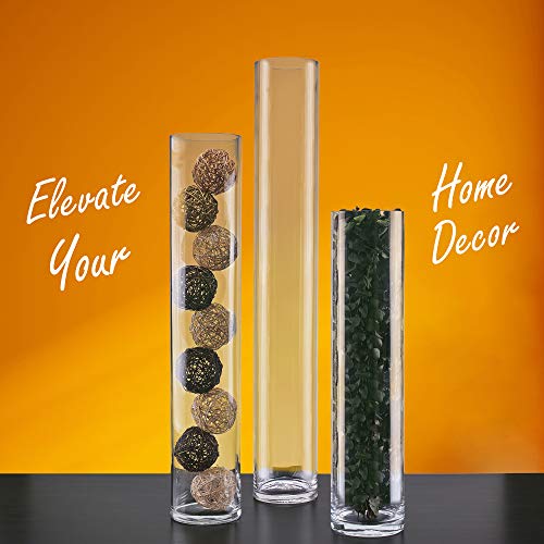 CYS EXCEL Cylinder Clear Glass Vase (H:40" D:6") | Multiple Size Choices Glass Flower Vase Centerpieces | Hurricane Floating Candle Holder Vase, (GCY122/40) - size: H-40" D-6"