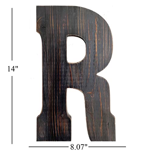 ABELOTS Big Letter Wall Art for Living Room, Bathroom, Bedroom, and Home Decor, Rustic Farmhouse Lettering for Family Last Names, Large Decorative Wood, 14” x 10”(Big R) - color: Big R