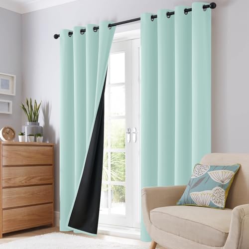 SimpleHome Aqua 100% Blackout Curtains Room Darkening Living Room 63 Inch - color: Aqua, size: 52"W x 63"L (Pack of 2)