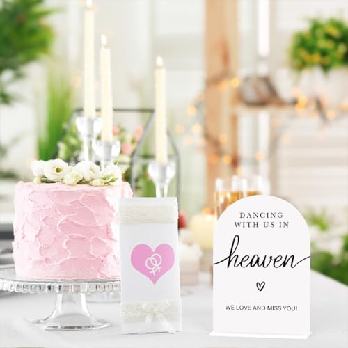Acrylic Wedding Sign Dancing With Us In Heaven Sign for Wedding Wedding Signs for Ceremony Modern Calligraphy Arch Acrylic Table Top Sign for Wedding Reception and Event Party Table(white) - color: Dancing With Us In Heaven