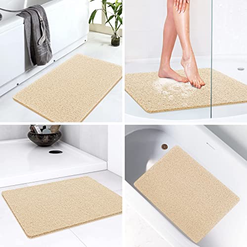 LuxStep Shower Mat Bathtub Mat Non-Slip Bath Mat with Drain, Quick Drying - color: Khaki, size: 24" x 16"