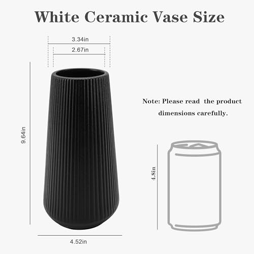 Black Ceramic Vase, GUKJOB Cute Flower Vase for Pampas Grass, Home, Living Room, Dining Table, Farmhouse, Office Decor, Bedroom, Table, and Kitchen Shelf (XL Black) - color: XL Black - 1pc