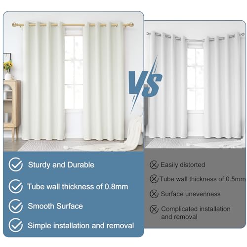 Gold Curtain Rods for Windows 28-48 Inch,5/8'' Adjustable Metal Curtain Rod - color: Gold, size: 28-48"(1 Pack)