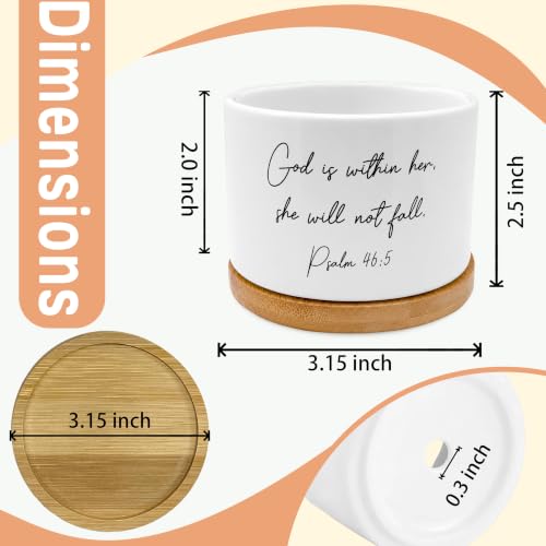 Christian Gifts for Women Plant Pots, God is Within Her She Will Not Fall Bible Verse Ceramic Succulent Flower Planters(No Plants) - color: Psalms C