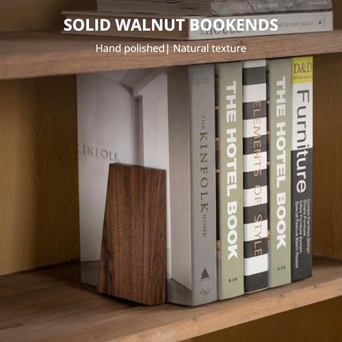 Muso Wood Handmade Walnut Book Ends for Shelves - color: Walnut Wood