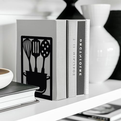 Peacoblue 4.7"x3.5"x7" Metal Bookends, Heavy Duty Book Ends for Shelves - color: Kitchenware