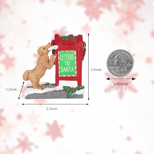 Decorative Christmas Figurine Dog Santa's Mailbox Village Set Xmas Gift - color: Mailbox With Dog