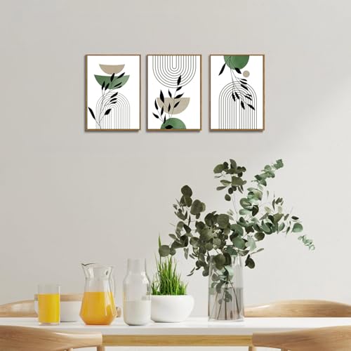 Boho Line Plants Framed Canvas Wall Art Set of 3, 16x24 inch - color: Line Plants, size: 16"x24"Natural