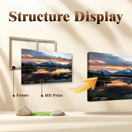JLXART Landscape Art Large Canvas Wall Painting Mountain Sea Artwork Print for Living Room Sofa Office Home Decor,20X40inch - color: Black, size: 40"L x 20"W