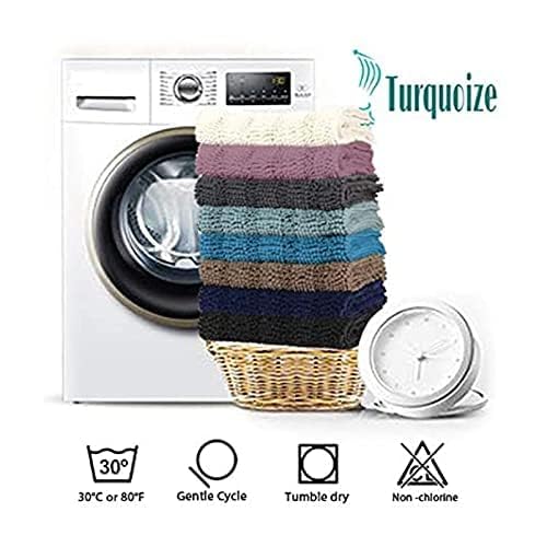Turquoize Small Bathroom Rug 17x24, Soft Absorbent Chenille Bath Rug, Fog - color: Fog, size: 17" x 24"
