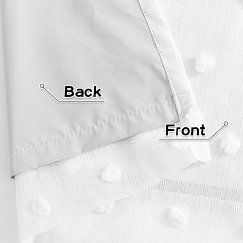 MYSKY HOME Blackout Curtains for Kids Bedroom 100% Light Block Out Thermal Insulated Curtain 72 Inches Grommet Room Darkening Curtains Privacy Window Drapes with White Pom Pom Sheers?2 PCS, 50" x 72" - color: White Pom Pom, size: 50"W x 72"L (Pack of 2)