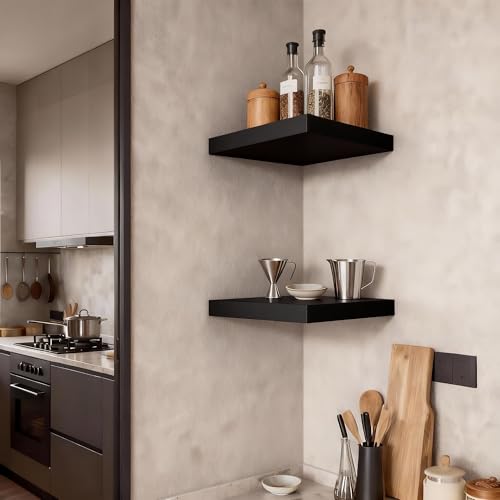 Small Floating Shelves for Wall Set of 2, 8 Inch Square Shelves,Black - color: Black, size: 8 Inch-2 Pcs