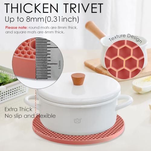 4 Pack Trivets for Hot Dishes, Silicone Pot Holders Hot Pads for Kitchen, Silicone Trivets for Hot Pots and Pans, Hot Plates to Protect Table Quartz Countertops Heat Resistance to 450°F, Nordic Orange - color: 01 Orange, size: 7x7in