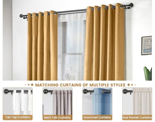 KAMANINA Double Curtain Rods for Windows 72 to 144 Inch, Adjustable, Black - color: Black, size: 72-144"